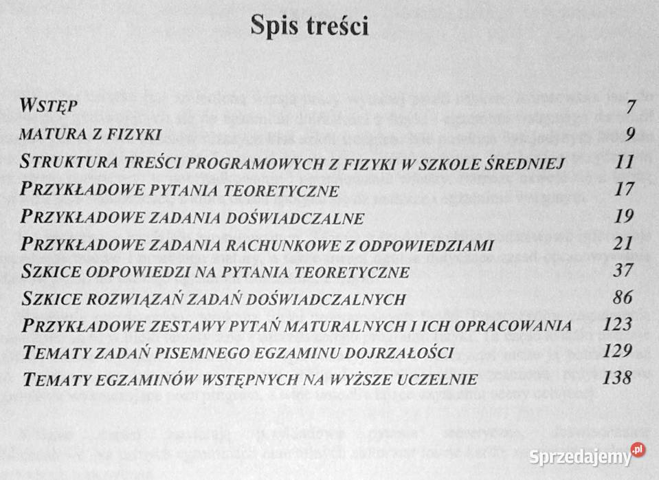 Fizyka Tematy i zagadnienia maturalne Matura Chełm sprzedam