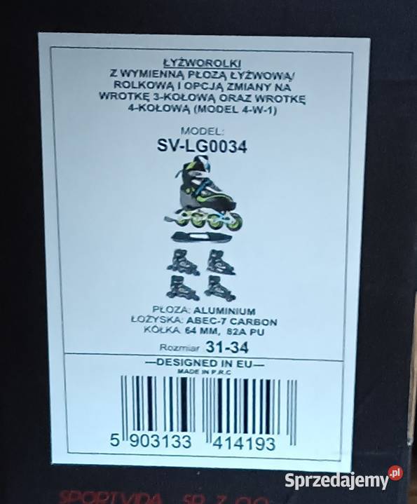 Łyżworolki z wymienną płozą 4w1 3134 lemon