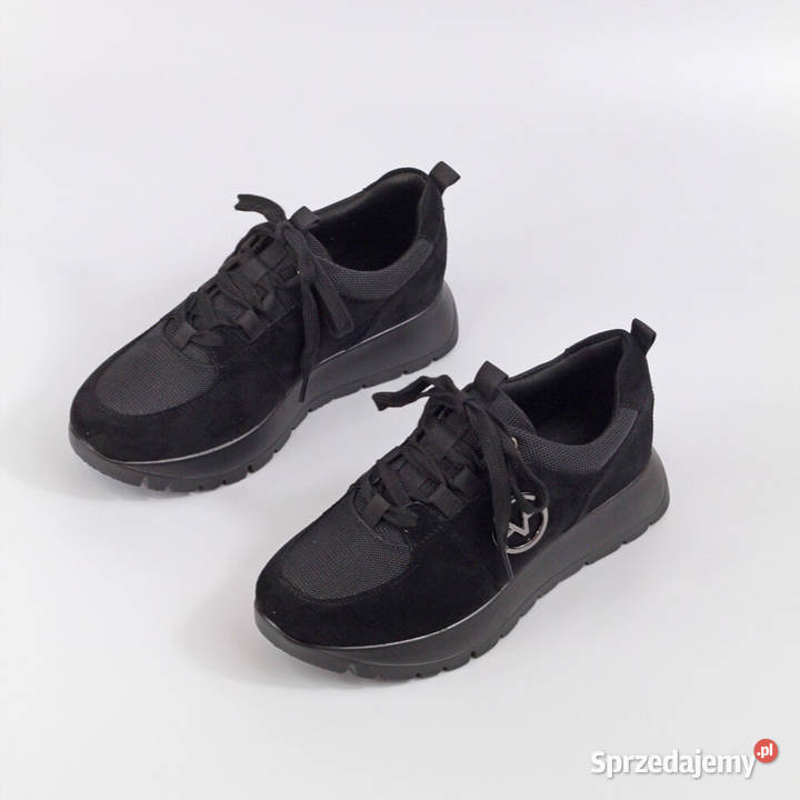 Czarne zamszowe sneakersy damskie na platformie sprzedam