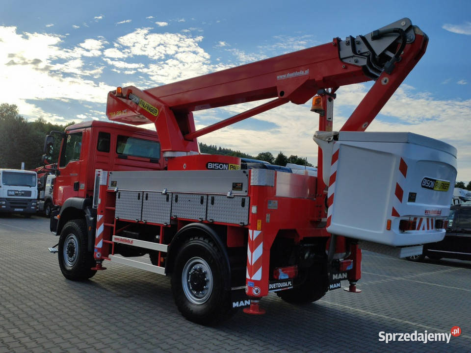 MAN TGM 18280 4x4 Zwyżka Bison Palfinger TKA 28 6871cm3 Widełki