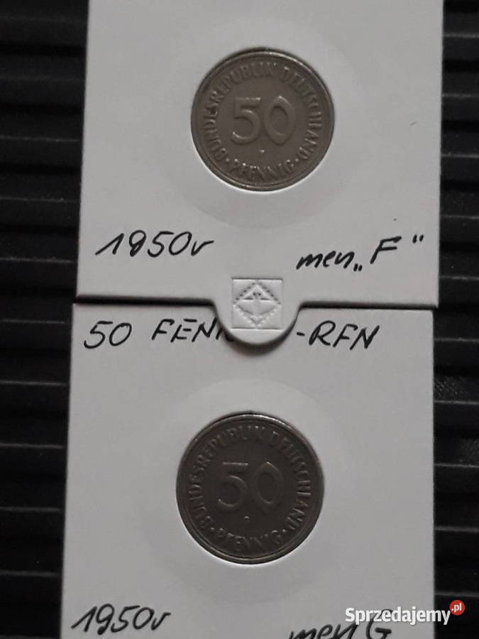 50 Fenigów RFN 1950 r men F i G Konin