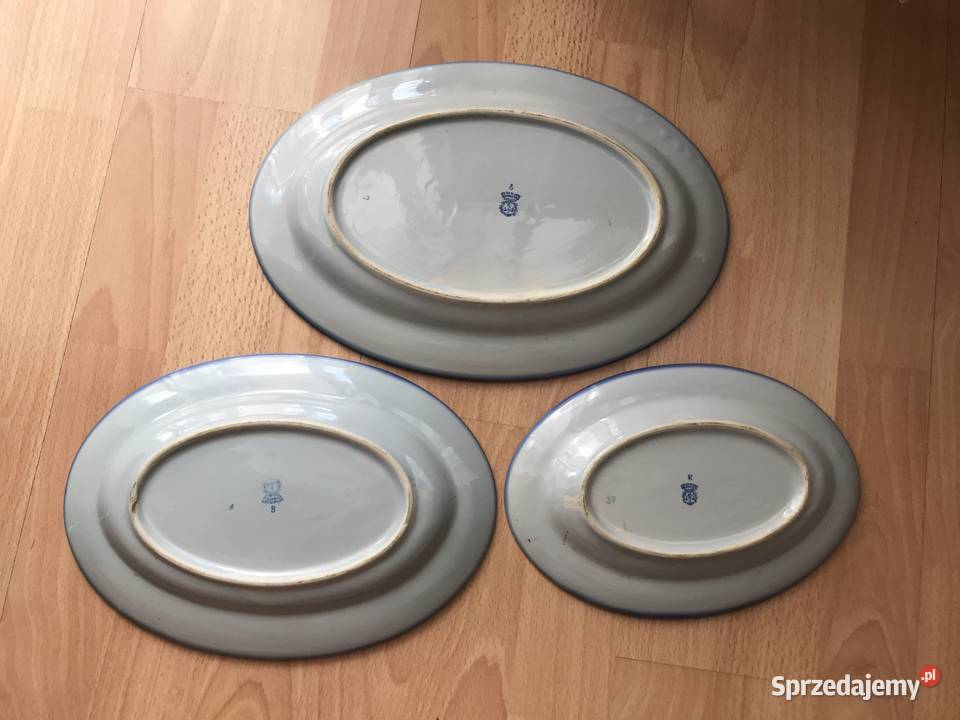 Półmiski Tułowice niebieskie lata 70 PRL 3 łódzkie