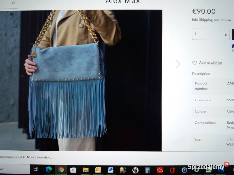 Torebka elegancka z ekoskóry Alex lila z Włoch Białystok