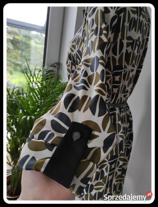Zara Basic wzorzysta sukienka z wiązaniem 42 XL Płock