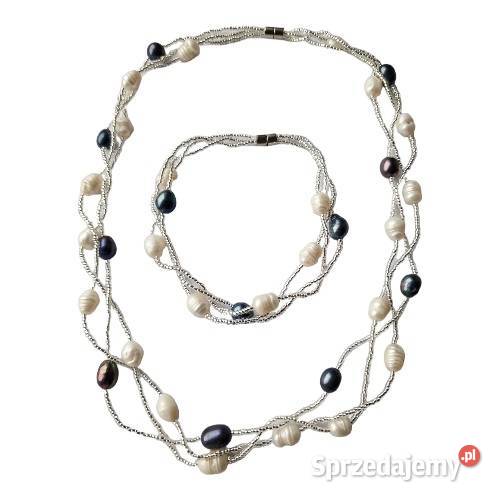 BIAŁE ŁOSOSIOWE PERŁY NATURALNE NASZYJNIK Częstochowa