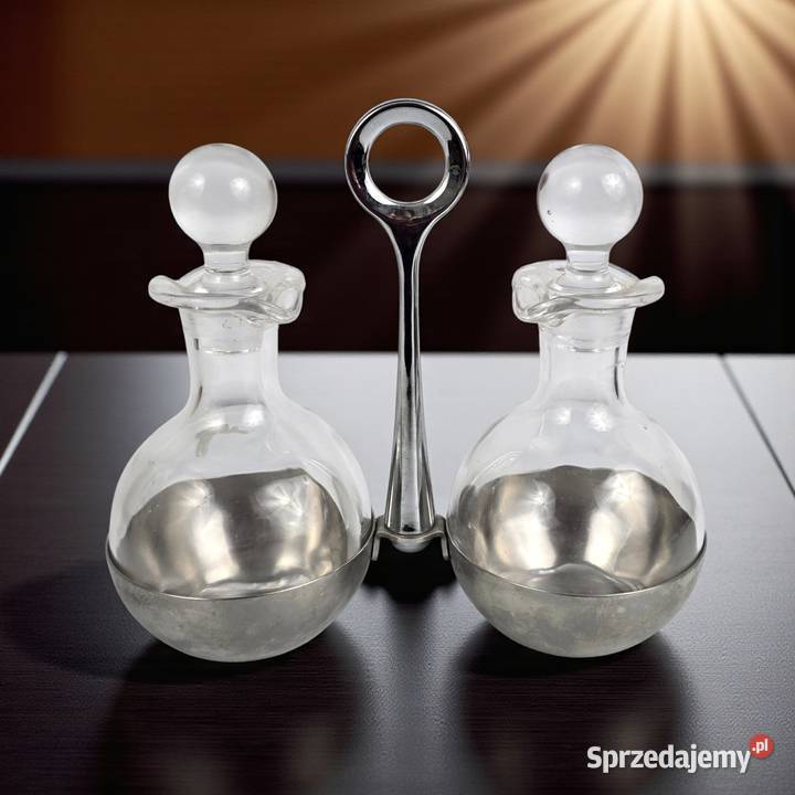 Zestaw na ocet i oliwę w stojaku szkło stal WMF