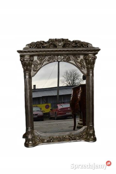 SREBRNE KOLUMNOWE LUSTRO SREBRO KRYSZTAŁ KWIATY