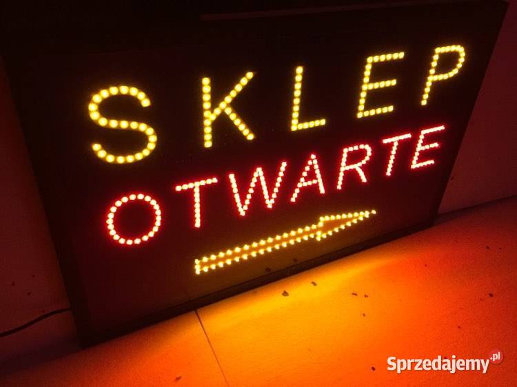 LED Reklama SKLEP OTWARTE strzałka 80x50 diodowa Sklep Sklep Pomiechówek