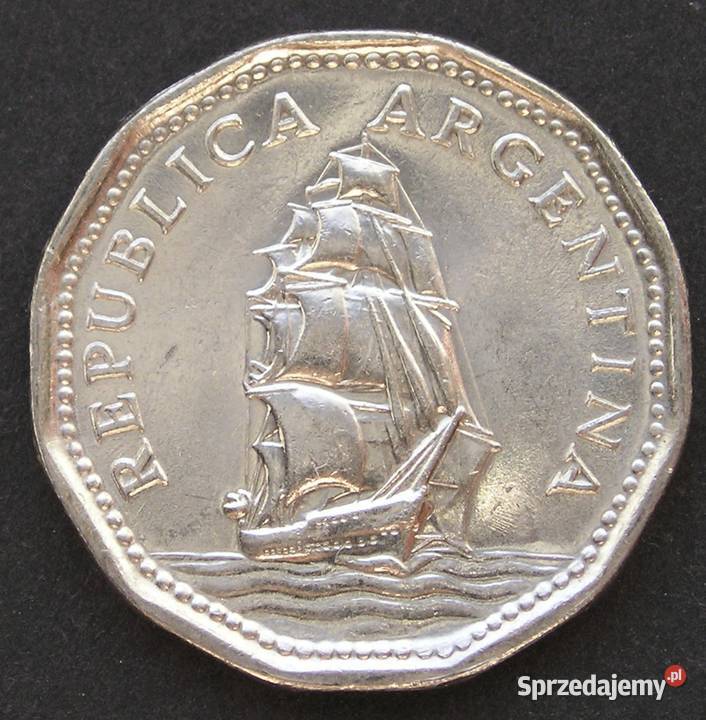 ARGENTYNA 5 PESOS 1962 ŻAGLOWIEC STAN 2 łódzkie Łódź