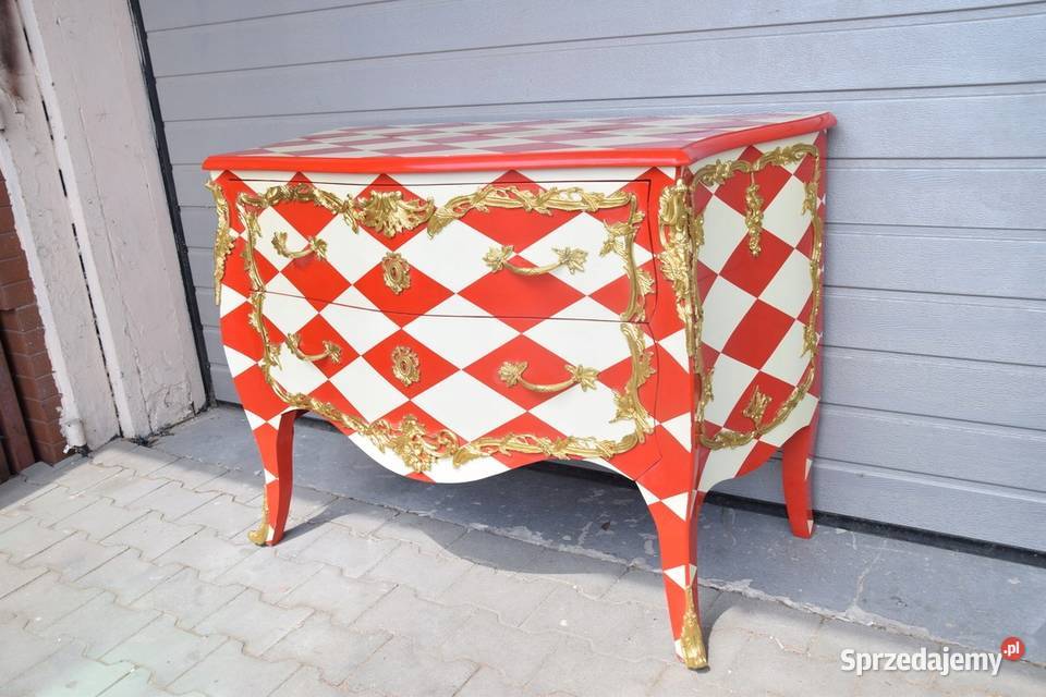 Królewska Czerwono Kremowa Komoda Vintage Szafa Kraków