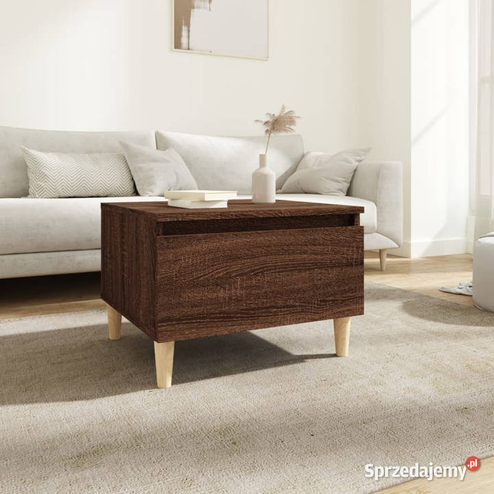 Stolik boczny brązowy dąb 50x46x35 materiał Stoły Warszawa