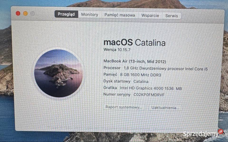 MacBook Air 13 A1466 2012r i5 8GB RAM 128GB SSD mazowieckie Warszawa