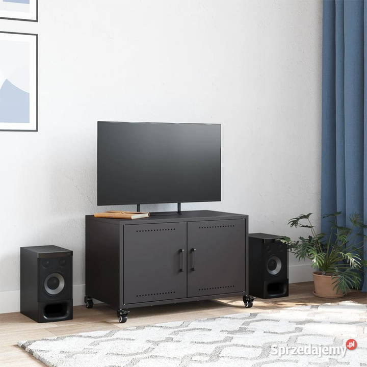 Szafka RTV czarna 68x39x435 stal WM846638 Warszawa