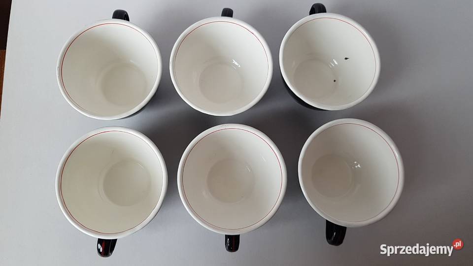Zestaw emaliowany dzbanek 6 filiżanek Olkusz PRL Porcelana i szkło śląskie Dąbrowa Górnicza sprzedam
