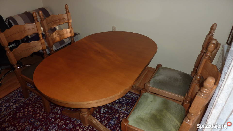 Stół rozkładany 100x160x200 4 krzesła z litego łódzkie Łódź