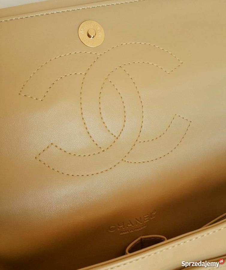 TOREBKA CHANEL 255 PIKOWANA CHANELKA BEŻ ZŁOTO żółty/złoty Torby i torebki Bydgoszcz