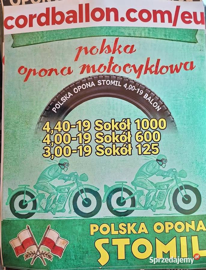 Plakat Reklama POLSKA OPONA STOMIL SHL M04 SOKÓŁ 19cale mazowieckie Milanówek