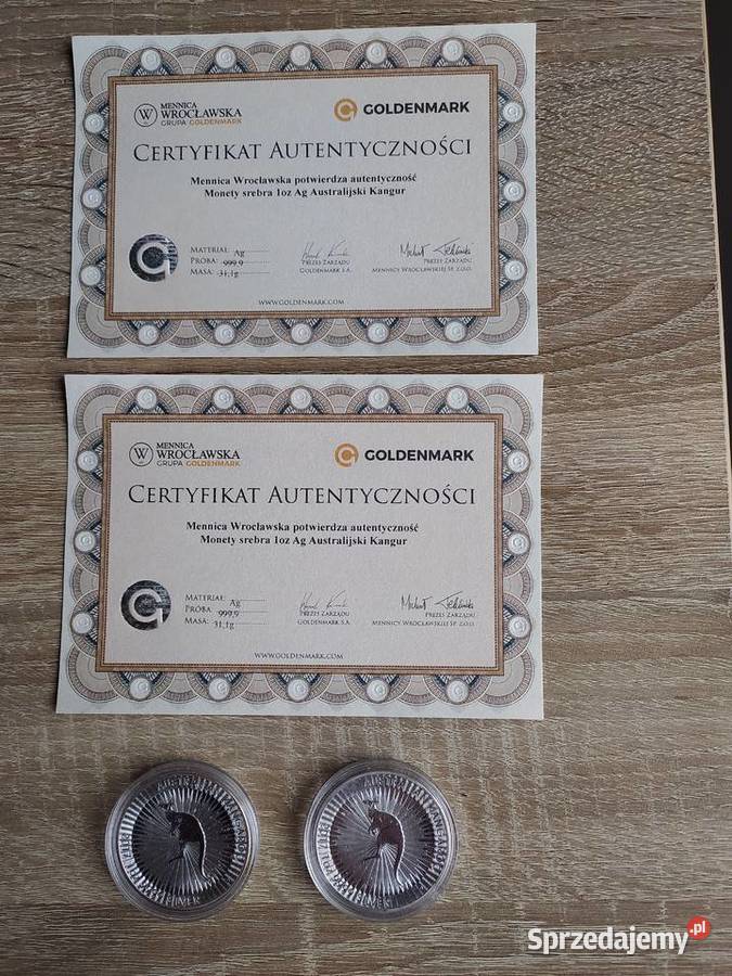 Srebrne monety 1uncjowe 10 sztuk Numizmatyka Giżycko