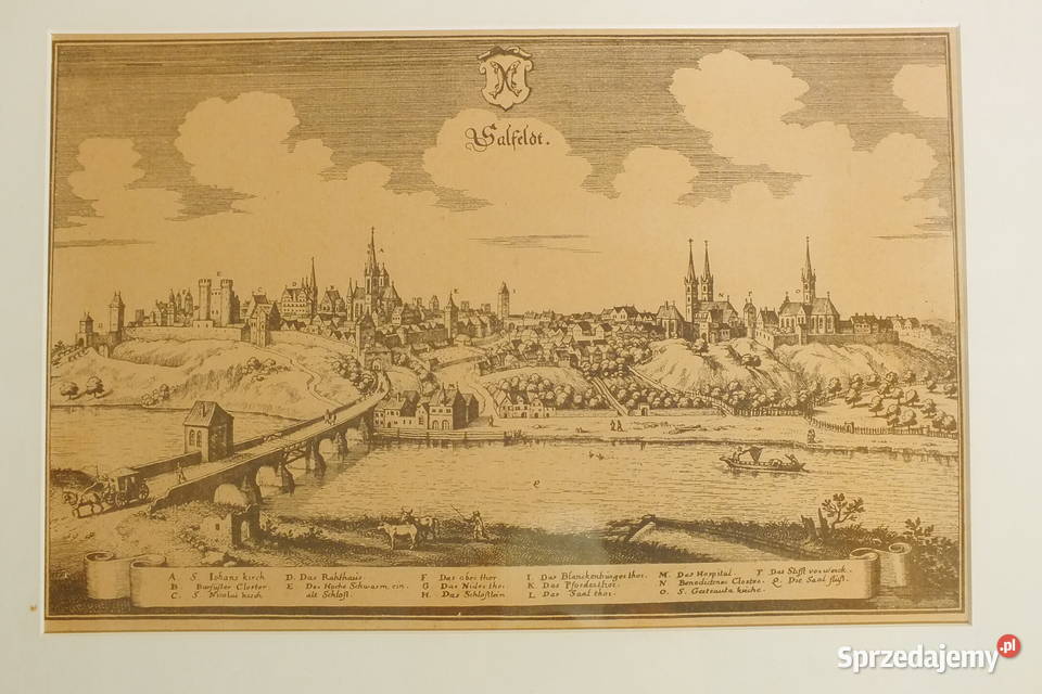 Oryginalny Miedzioryt Saalfeld Merian ok 1650 Malarstwo Lubin sprzedam