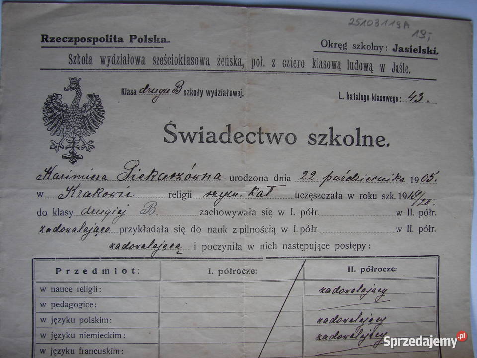 Jasło Szkoła wydziałowo ludowa w Jaśle 1920 Warszawa sprzedam
