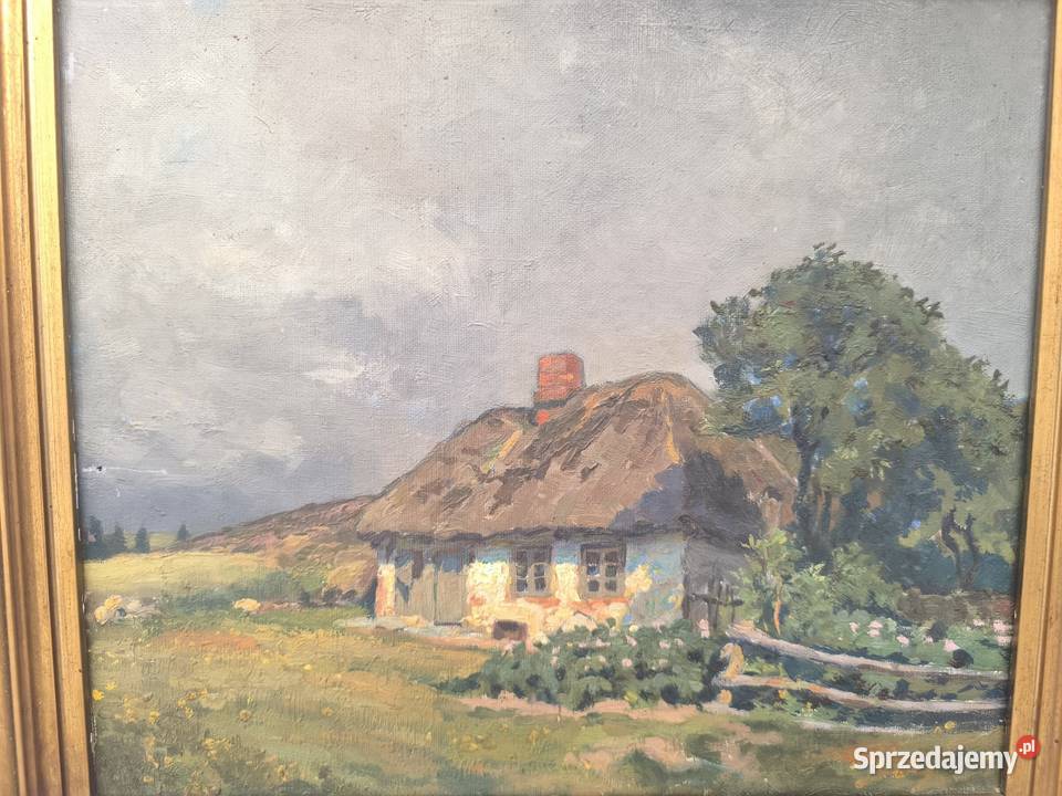 Stary oryginalny obraz olejny pejzaż sygnowany Łódź