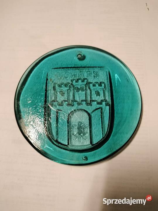 Turkusowa szklana plakieta Kraków Choszczno