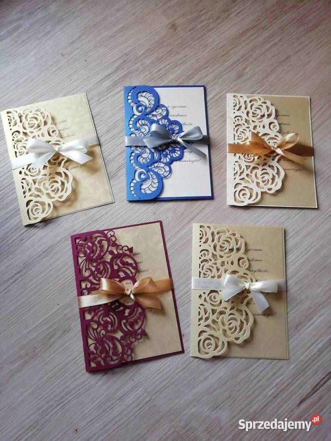 5 kart na oridziny unikatowe złote kremowe bordo Rękodzieło Łódź
