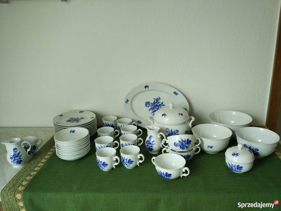 Kobaltowe róże na białej porcelanie Heinrich 38 Gorlice sprzedam