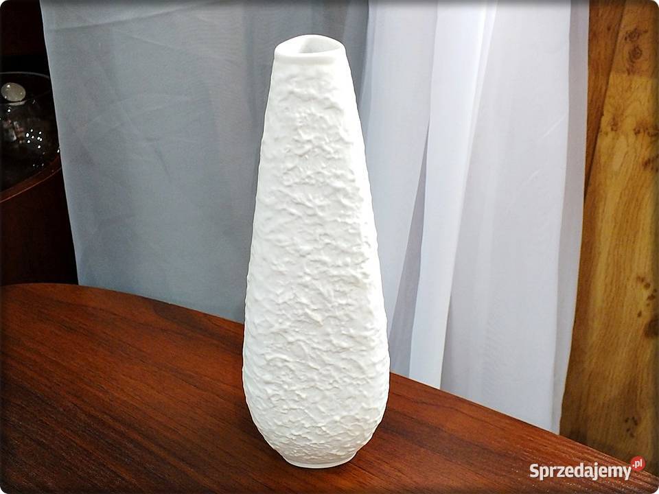 Biały Trójkątny Wazon Metzler Ortloff Turyngia Żary
