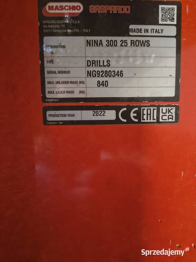 Siewnik talerzowy do zboża maschio gaspardo NINA