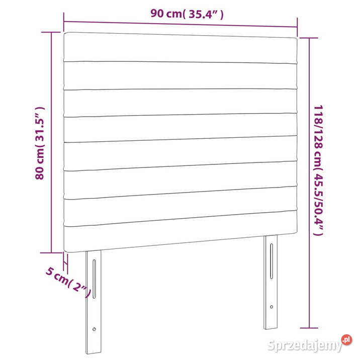 Zagłówek do łóżka z LED jasnoszary 90x5x118128