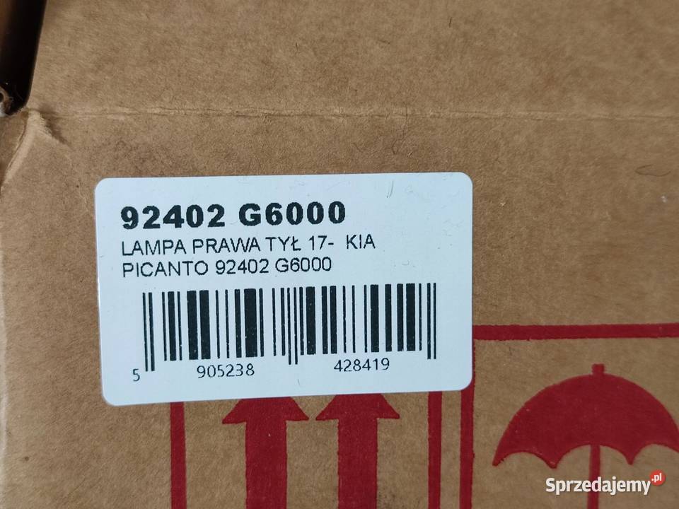 LAMPA PRAWY TYŁ KIA PICANTO III JA 2017