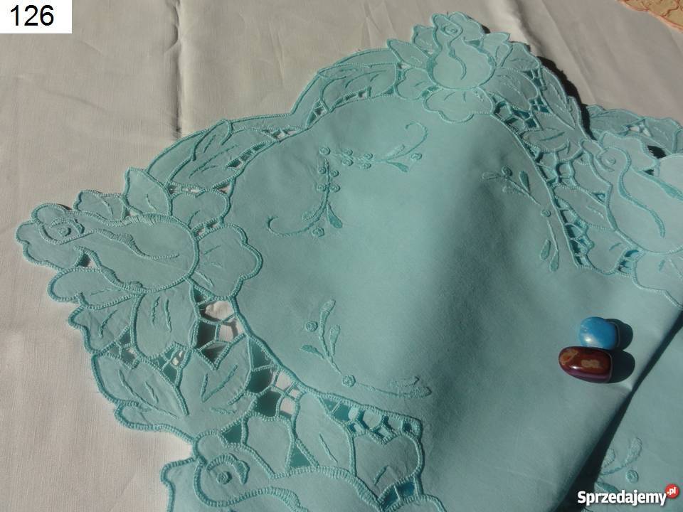 Serwetki bieżniki kolorowe niebieskie wyszywane odcienie błękitu Lublin