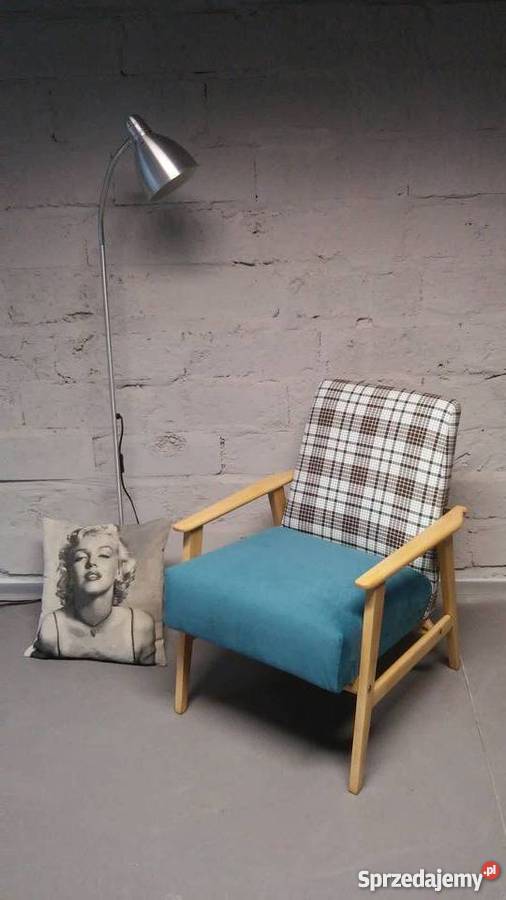 Fotele w kratkę kpl PRL lata 506070 retro loft Piła
