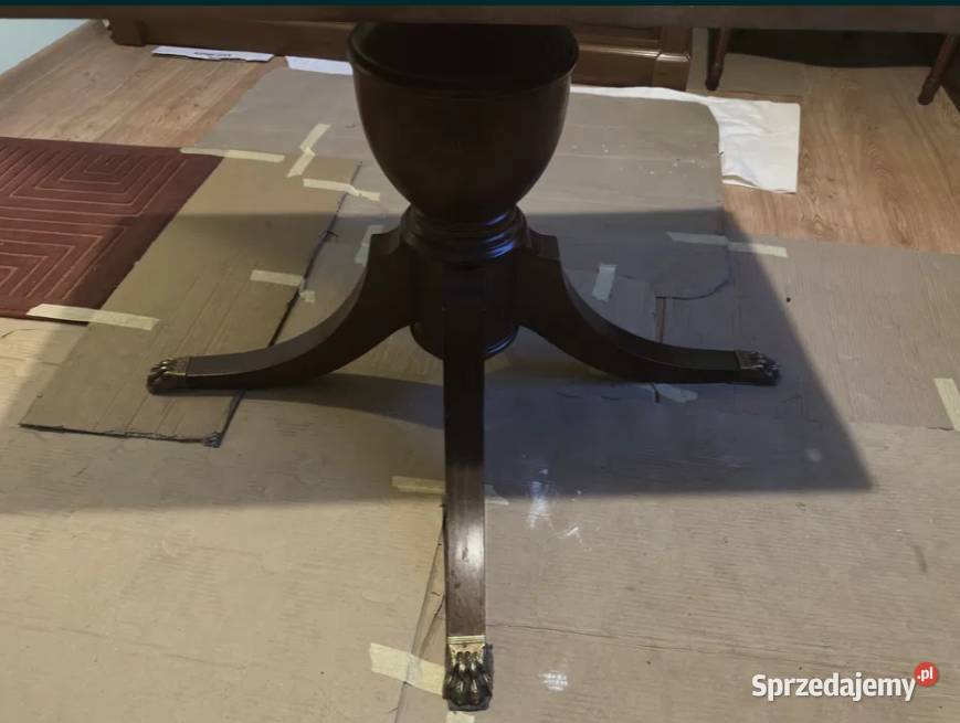 Duży stół z litego drewna 6 krzeseł skóra Żywiec