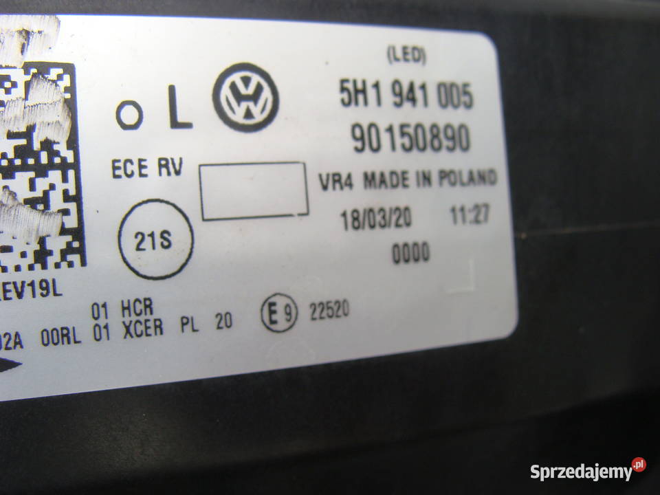VW GOLF VIII 8 LAMPA PRZEDNIA LEWA LED 5H1941005 zachodniopomorskie Goleniów