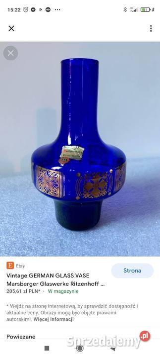 Ritzenhoff wazon vintage kobaltowo niebieski Pabianice