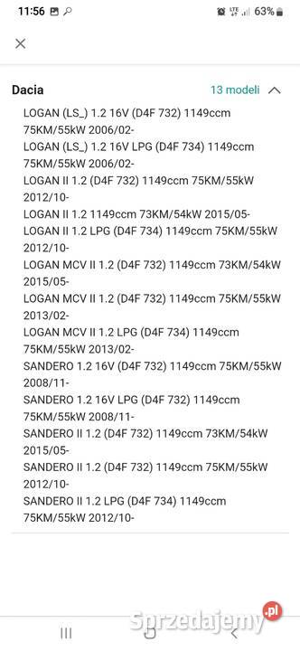 Uszczelka pokrywy zaworów Renault Clio Dacia Kraków