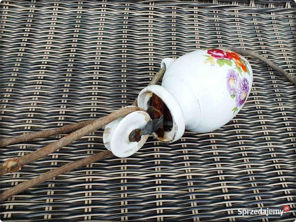 Stary Porcelanowy kompletny Obciążnik Lampy Żary