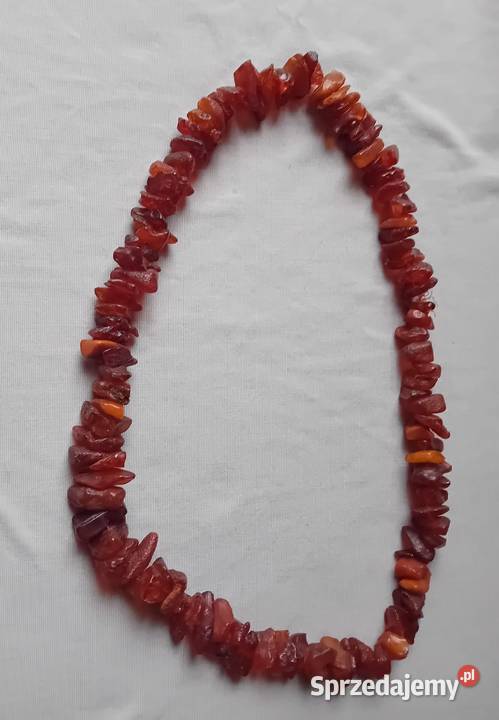 Naszyjnik z nieoszlifowanych bursztynów PRL lata