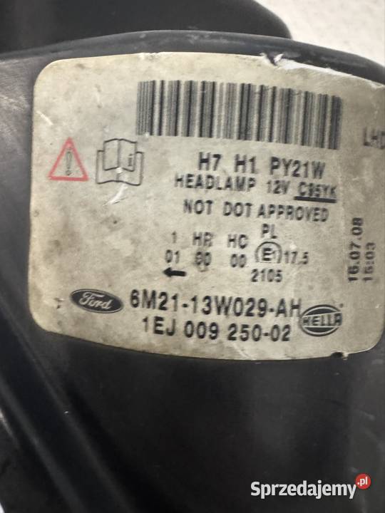 Lampa prawy przód zwykła Ford S MK1 0610 Rok produkcji 2008 Jasienica