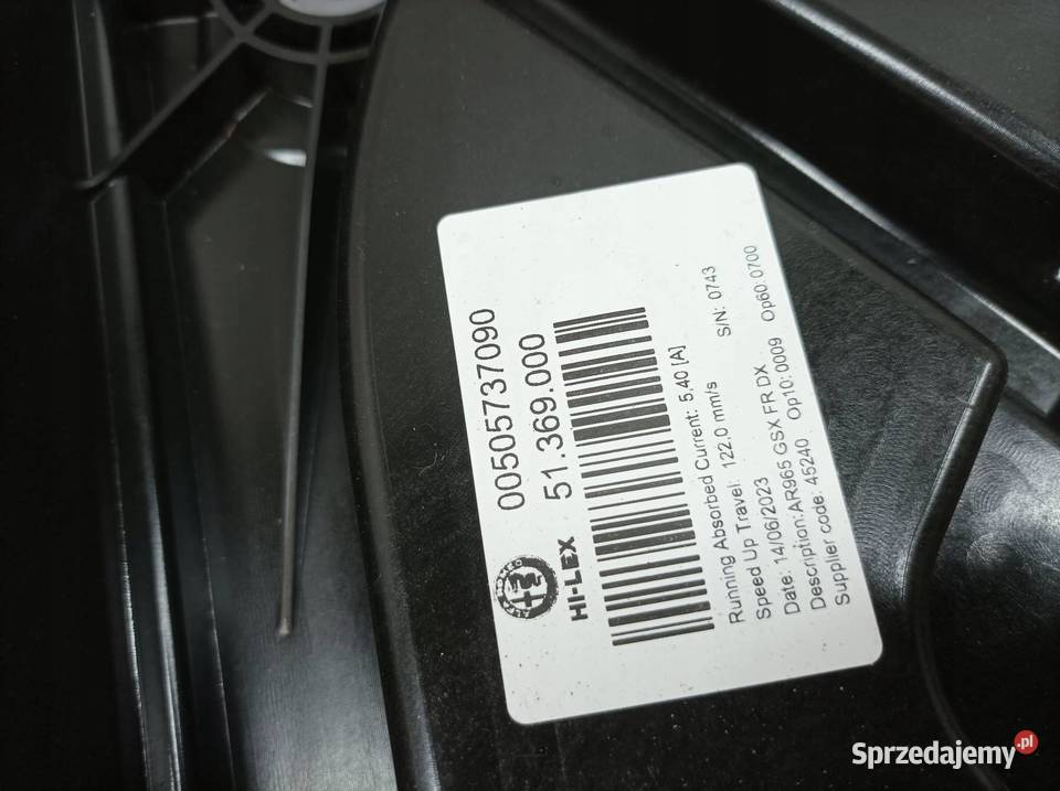 MECHANIZM SZYBY PRAWY PRZÓD 00505737090 Alfa