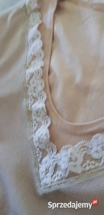 bluzka koszulka nude cielista podwójna nakładana Kielce