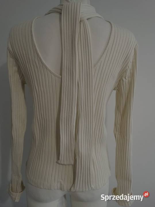 Bluzka Dzianinowa Prążkowana Modne Wiązanie Łomża