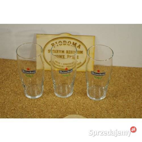 Komplet 3 szklanek do piwa Heineken klasyczne Porcelana i szkło Antyki, Sztuka, Kolekcje