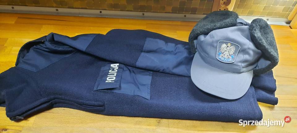 SWETER ZIMOWY POLICJA XL CZAPKA USZATKA K70 Tkaniny Warszawa