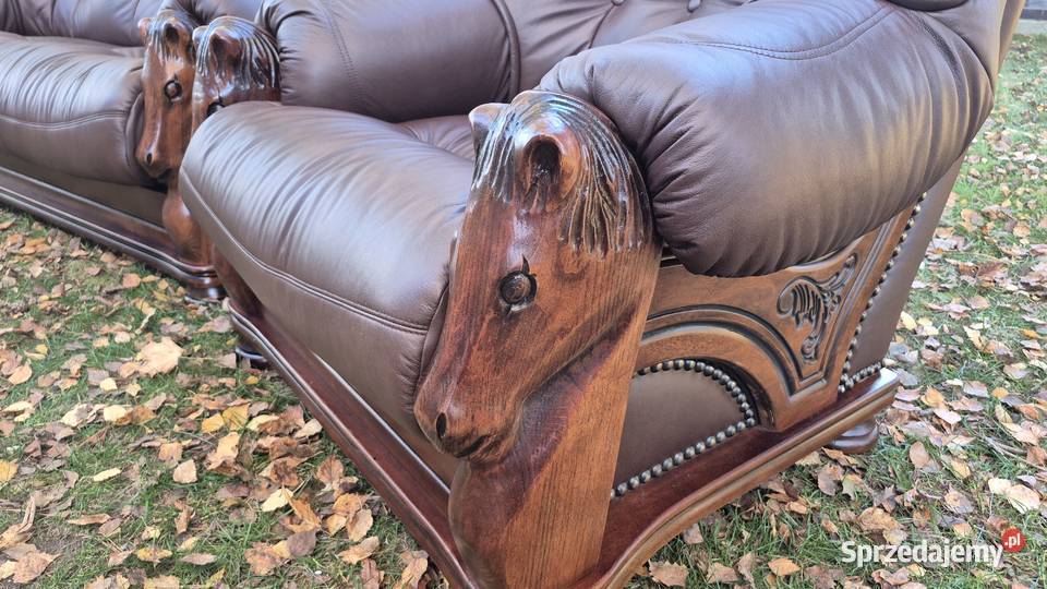 Komplet wypoczynkowy 3 1 1 ława 100 nowa skóra Śmigiel