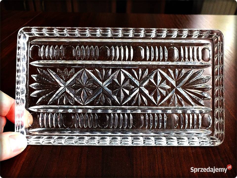 Mała Taca kryształowa na kieliszki przyprawy z