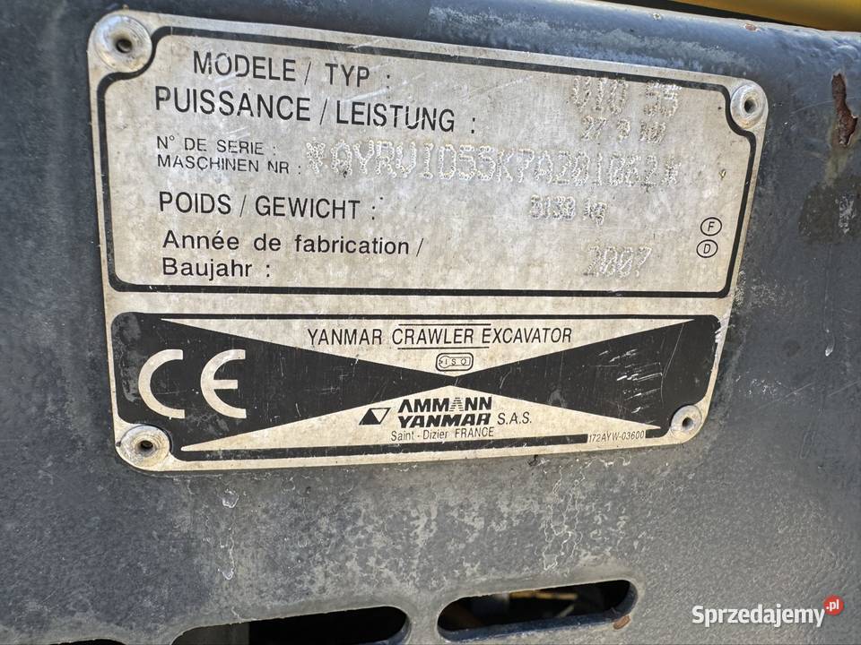 Koparka Yanmar Vio 55 2007r 9500h Chojnów sprzedam
