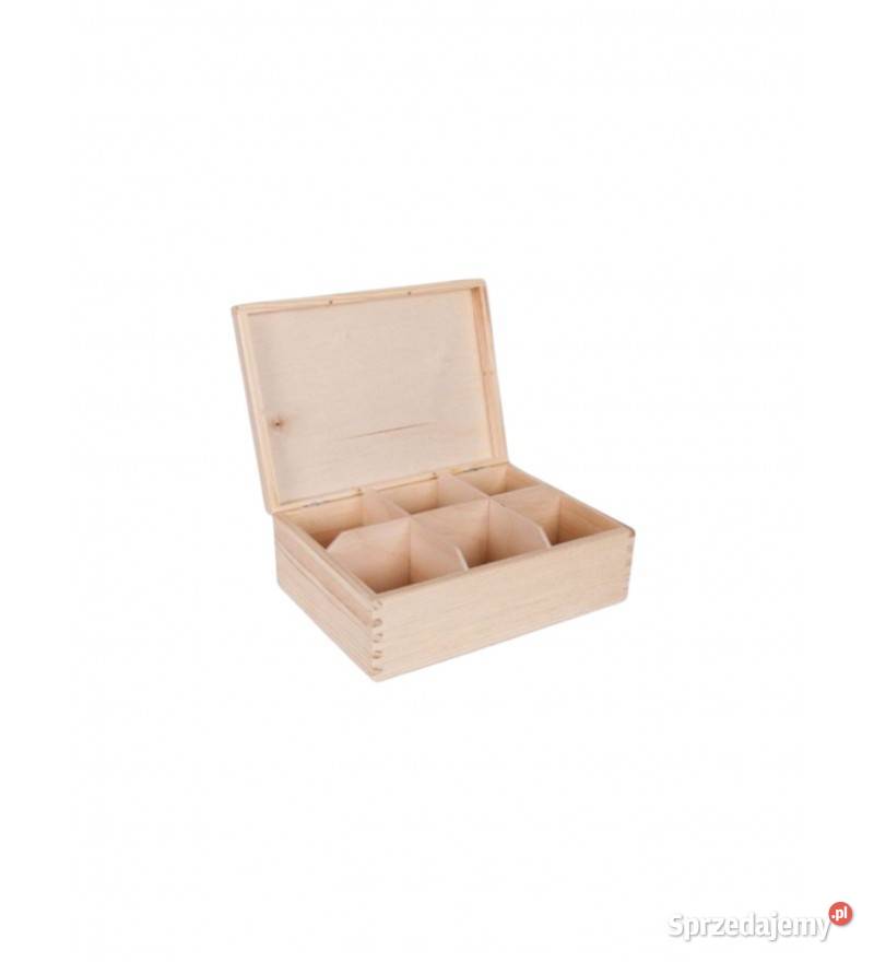 Drewniane pudełko z 6 przegródkami organizer na małopolskie Skawica sprzedam
